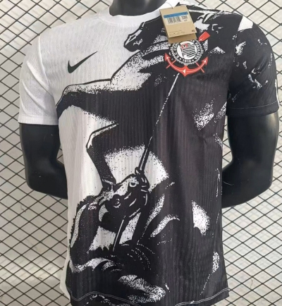 2627 Corinthians black white prematch player version S-4XL